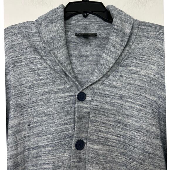 Express Shawl Collar Cardigan Sweater Gray Blue Stripe Men’s Medium - Picture 4 of 9